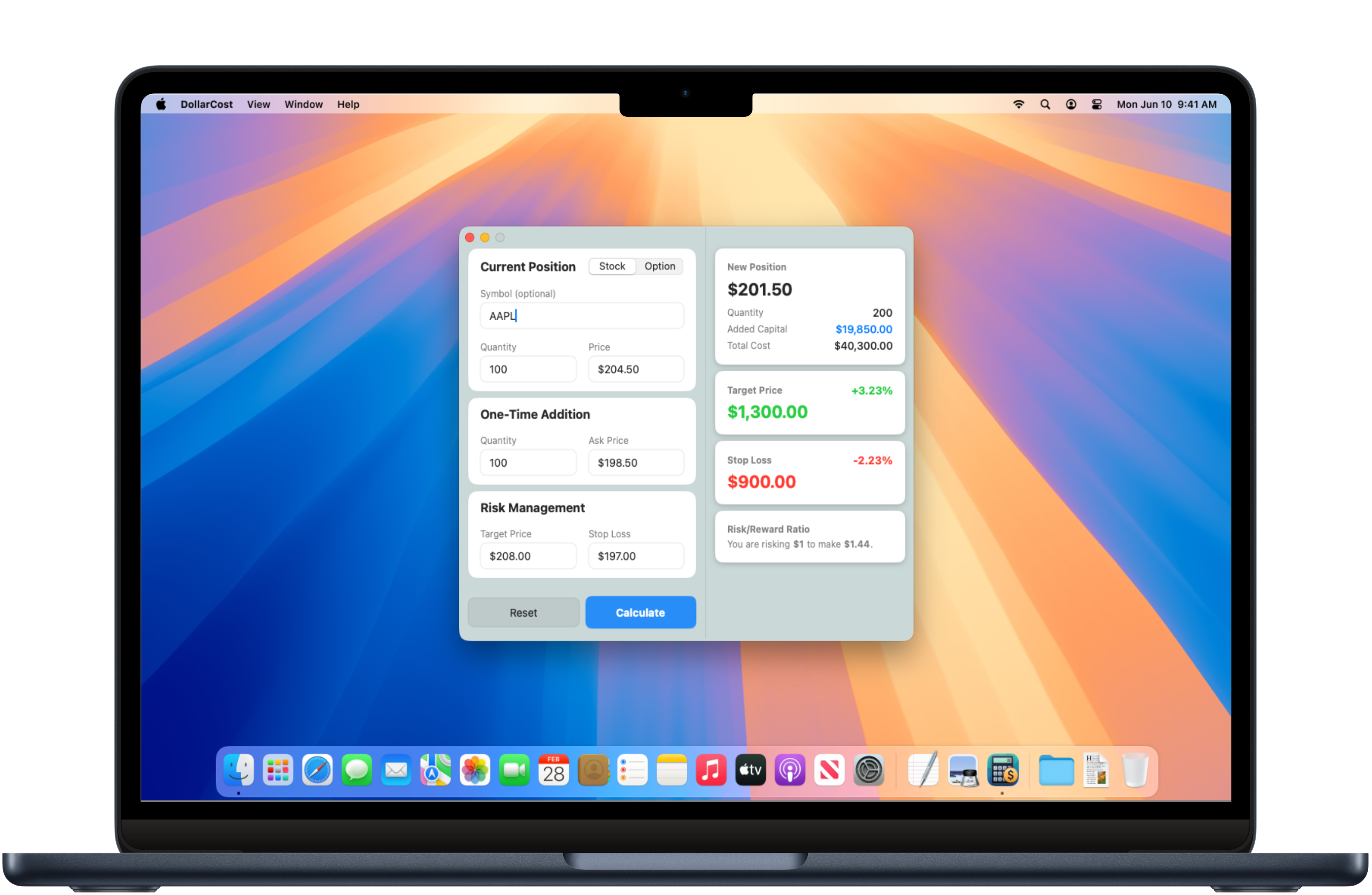 DollarCost app dashboard screenshot